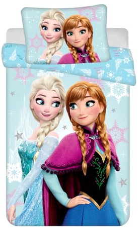 Frozen Funda Nórdica Bebé 100x135 + Funda Almohada 40x60 Algodón Azul Claro