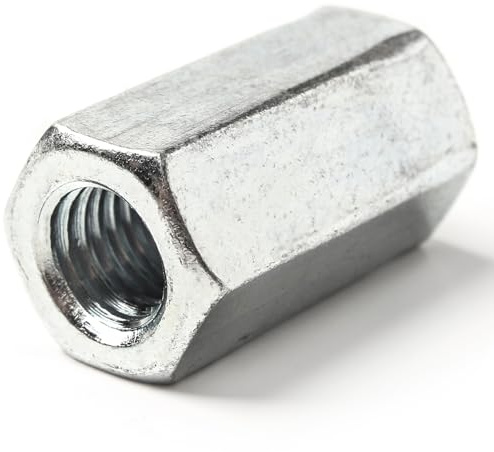 M8 (8mm x 30mm) Zinc Plated Steel Coupling Nuts Threaded Rod Connecting Bar Hexagon Connector Nut Metric DIN 6334 (Pack of 10) H08E