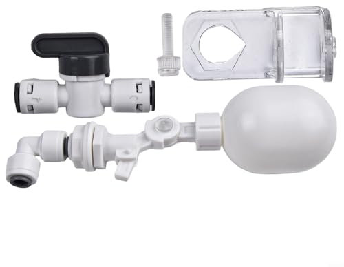 Affidabile valvola a sfera galleggiante per acquario, riempie automaticamente l'acquario utilizzando sistemi RO; profondità regolabile fino a 15 cm disponibile