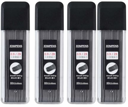 240 pezzi di mina di ricambio per matita meccanica | 0,9 mm | Ricariche per matita meccanica, confezione da 60 per tubo, 4 tubi, per scrittura artistica, disegno, schizzo (set da 0,9 mm)