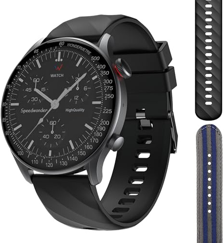 Wonder - Montre Connectée Homme Femme – Écran HD 1,39, 2 Bracelets Inclus, SmartWatch,Android/iOS, Suivi Santé, Montre Sport (Cardio, Sommeil, SpO2, Stress), Podomètre, Appli CO-FIT, Etanche IP67