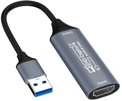 Rudiaoa Tarjeta USB 4K para Juegos En 1080P60 Streaming Caja De Metal Compatible con PC Sin Demora Tarjeta Captura Juegos