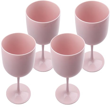 VEGOATY 4 stycken vinglas i plast: 480 ml återanvändbara plastvinglas av PP, okrossbara champagneglas i plast för bröllop, födelsedagar, fester, jul (rosa)
