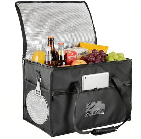 Esilihom Cooler Bag, 40L Large Insulated & Foldable Thermal Bag with Padded Handles, Reusable Food Delivery & Grocery Shopping Cooler for Picnic, Camping, BBQ, General Food Shops and Outdoor Travel