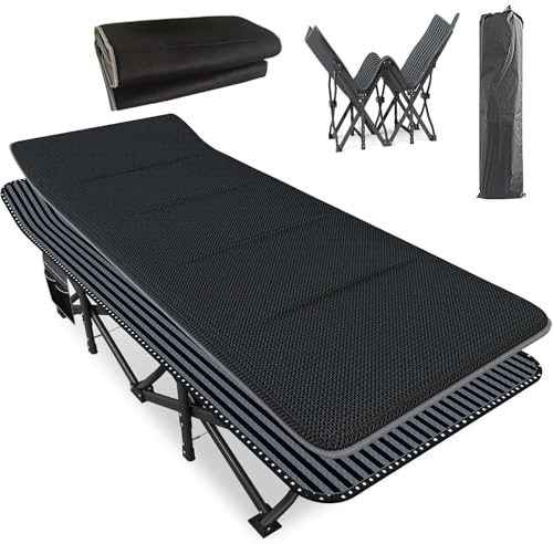 ATORPOK SHOP Oversized Camp Beds for Adults with Pad, 500LBS Heavy Duty | Extra Wide 31.5 Bed Surface; Soft Breathable Sleeping Pad; Carry Bag Included; Camping, Patio & Guest Bed Use
