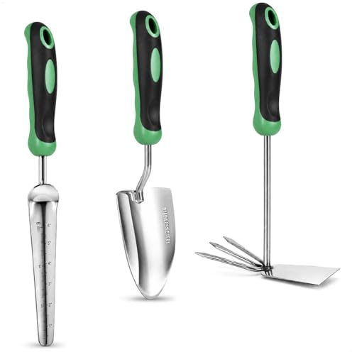 com-four® Trädgårdsredskap 3 delar - Av rostfritt stål