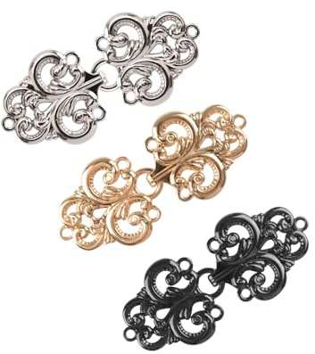 WANDIC Cierres con cierre de capa, 3 pares de 3 pares de ganchos para coser y ojos; clip para cárdigan