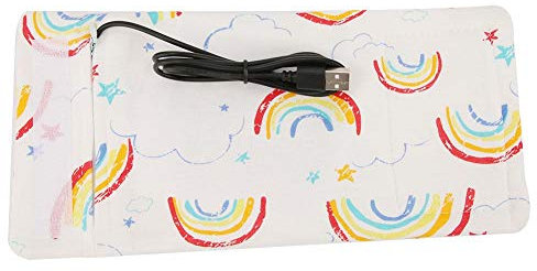 USB Milchflaschenwärmer, Milchwärmer Flaschenwärmer Abdeckung Milchflasche für unterwegs 13cm x 28cm Baumwolle(Regenbogen Muster)