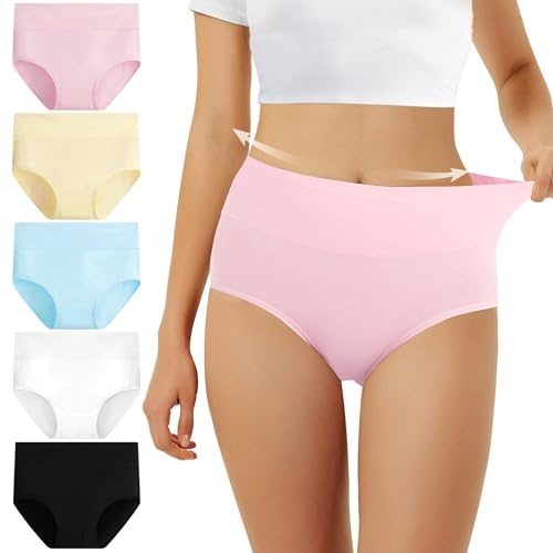 FALARY Culotte Femme Taille Haute Coton 5 pièces Multicolore XL