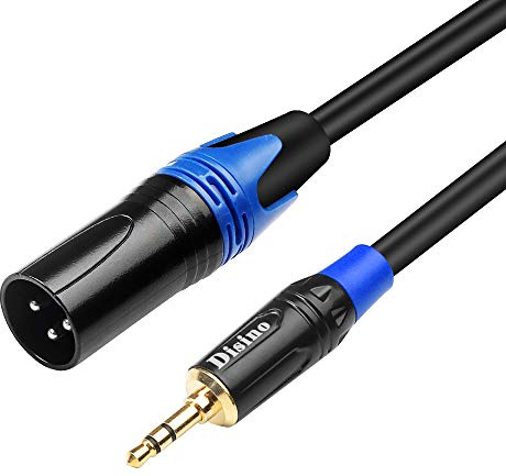 Disino 3.5mm to XLR Cable, Unbalanced 1/8 inch Mini Jack TRS Stereo Male to XLR Male Microphone Audio Cable - 10 FT