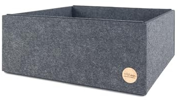 voigtdesign Box FILZ Aufbewahrung Ordnung Schubladenbox Regalbox Schrankbox Korb 6 Größen (G4-29x30x12cm, anthrazit meliert)