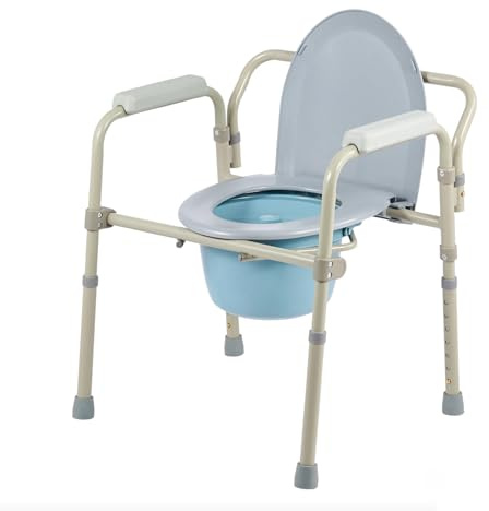 CO-Z Comoda WC per Anziani Pieghevole 4 in 1 Sedia WC Leggero e Regolabile in Altezza Sgabello Doccia Bagno Rialzo WC per Disabilità Anziani e Altri Capacità Fino a 136 kg