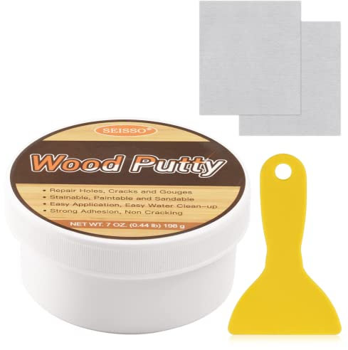 SEISSO Masilla para Madera al Agua, Masilla para Madera, Masilla Madera Blanca 200G, Para Reparar Agujeros y Grietas en la Madera