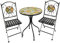 Dekoratives Mosaik Set 3-teilig Sitzgarnitur Sitzgruppe Gartentisch Stühle Gartenmöbel Bistrotisch