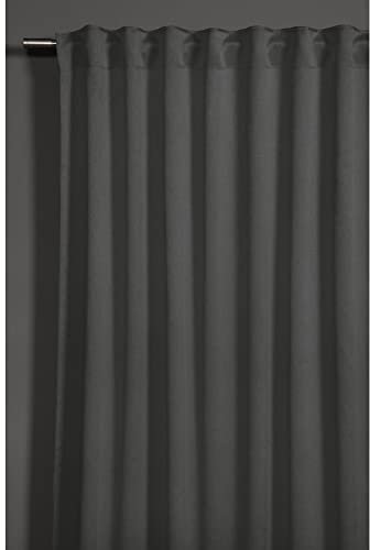 Gardinia Vorhang mit verdeckten Schlaufen und Gardinenband, Blickdicht, Verdunkelnd, Blackout, Gardine, Anthrazit, 130 x 245 cm