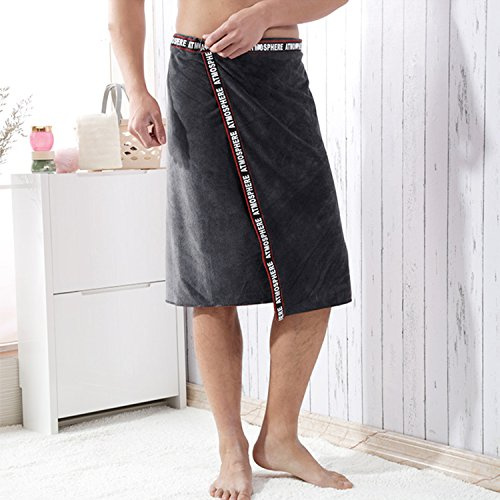 JIAHG Paréo de Sauna Homme Serviette de Bain Douche en Microfibre Absorbant Drap de Bain Élastique à Bouton-Pression Peignoir de Bain pour Plage Piscine Gymnase Plage, 70 x 140 CM