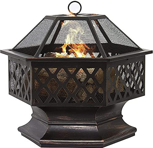 Grand Foyer rétro, Chauffage de brasero en Fonte Noire, Barbecue de Bol de Camping Multifonctionnel, pour Jardin, Camping, Pique-Nique, feu de Joie, Jardin