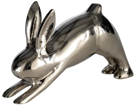 EGLO LIVING Osterdeko Yoga Hase Vohilava, Deko Figur Ostern Frühling, Frühlingsdeko Osterhase, Tischdeko Osterfigur aus Aluminium in Silber, 20 x 12 cm