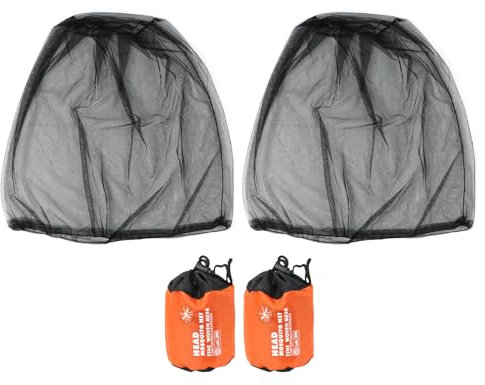 TAIANJI 2 Pack Mosquito Head Net, Midge Net Head Cover Extra Fine Holes, Nylon Head Bug Net for Outdoor Hiking, Fishing, Climbing (Black)