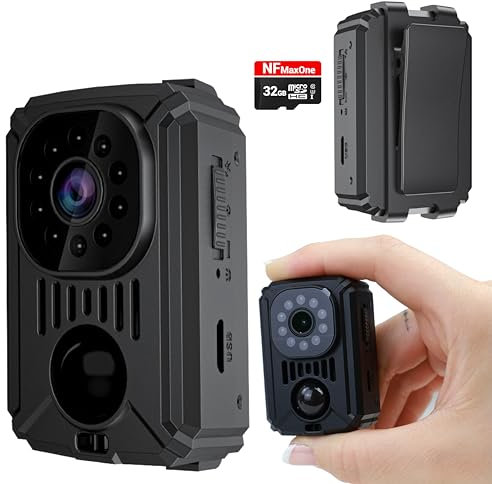 SECURITY TOYS Mini Cámara Espía Oculta, Videovigilancia sin Internet, Camara Vigilancia Sin WiFi con Visión Nocturna y Detección de Movimiento para Coche, 11 Horas de Batería, Spy CAM sin WiFi