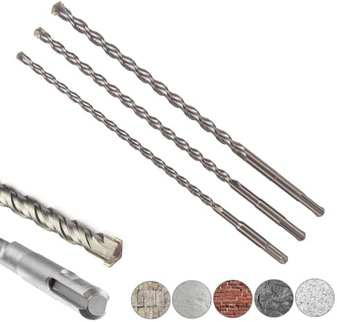 SDS Plus - Juego de brocas para martillo perforador (10, 14, 20 x 350 mm), profesional broca larga pared,brocas para hormigon, para hormigón, mampostería de ladrillo y piedra