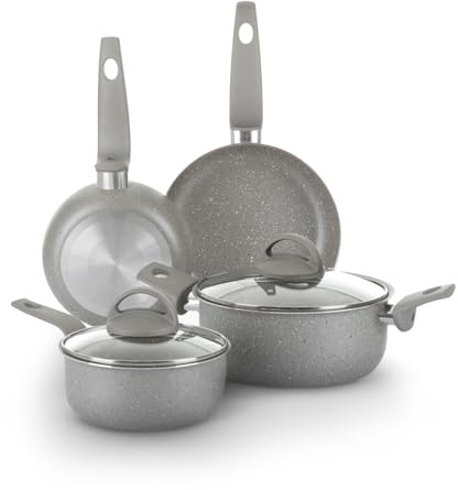 KASANOVA Ensemble de casseroles pour cuisinières traditionnelles, ensemble de casseroles antiadhésives, batterie de cuisine, cuisson saine, rapide et uniforme (6)
