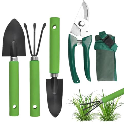 Herramientas de jardín con bolsa,Herramientas de jardín para jardinería | Suministros de jardinería multiusos para exteriores | Suministros de jardín resistentes al desgaste, kit de jardín de acero in