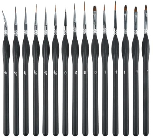 Fine Detail Paint Brushes,15 PCS Miniature Paint Brushes with Triangular Handles,Model Paint Brush Set,Tiny Paint Brushes Set for Art Painting Miniature Figure Model Painting Fine Detailing