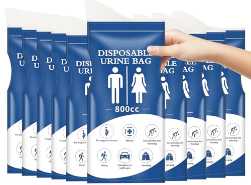 Zosenyer 10 Stück Urinbeutel für Unterwegs, 800ml Mobile Campingtoilette Urinbeutel,für Camping Toiletten, Reisen, Stau, Erbrochene Beutel, Reisetoilette,Outdoor