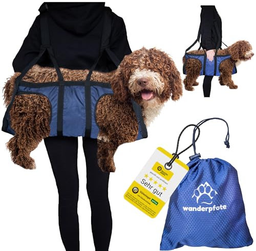 Wanderpfote Aide au transport pour chien - Sac à dos d'urgence lors de randonnées ou sac de transport pour chien au quotidien dans les escaliers - Petit, léger, robuste, de qualité supérieure -