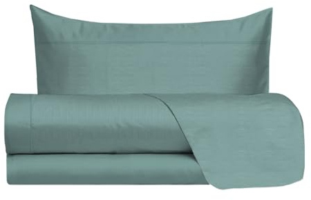 hermet Set med lakan för enkelsäng 100% bomull, set med sänglinne, 1 kvadrat, mönster med linneeffekt, överlakan + underlakan + örngott