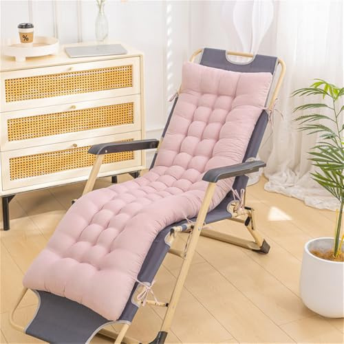 Mateju Cojín para Tumbona de Jardín, Suave Cómodo Cojín Reclinable Colchoneta para Tumbonas, Ideal para Exterior Sillas Balcón Playa Terraza -Minimalismo (Rosa,48x125cm)