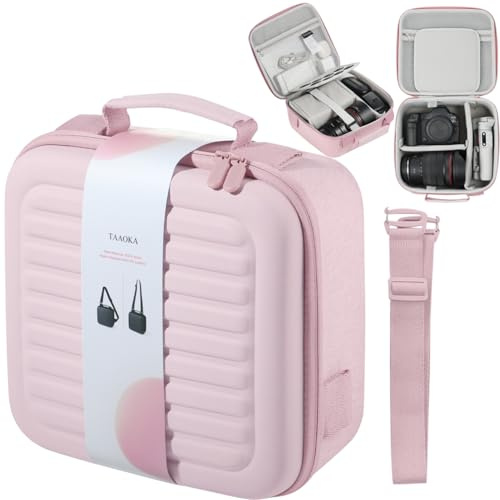 TAAOKA Camera für Canon EOS Rebel 2000D/4000D/1300D/R50/R100/R5/R7/R8/R6 Mark II/250D DSLR-Kamera Hartschalen-Tragekoffer,Schutz-Hülle für Canon EOS-Kamera Objektiv,nur Koffer ((Rosa)