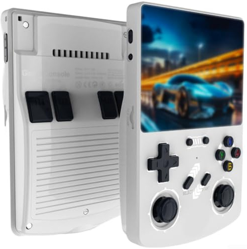 R40XX Handheld Game Console 128GB For Linux System Retro For Arcade Games 4 2 Inch HD Screen Two Player Portable Multi Color Compact ABS For Gaming Anywhere(White)