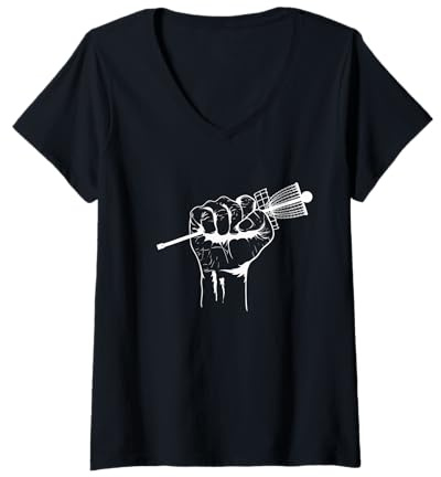 Mujer Cesta de Discgolf en una Mano Camiseta Cuello V