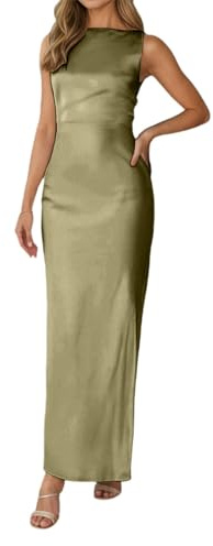 Robe Longue Satin Dos Nu – sans Bretelles, élégante, Parfaite pour Mariage et Bal#Z