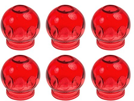 6 x Farbige Schröpfgläser aus Glas für Feuerschröpfen | Vakuum Massage | Farbe: Rot | Durchmesser: ca. 5,5 cm