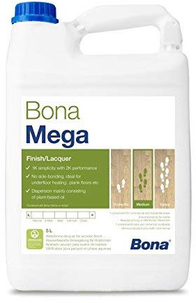 Bona Mega Parkettlack - extramatt - 5 Liter - Versiegelung, 1 K Parkettlack, Wasserlack