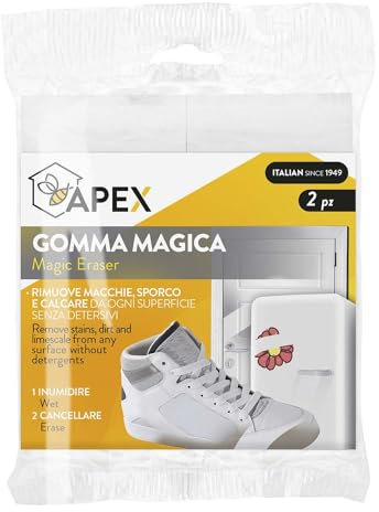 Apex Gomma Magica per Scarpe – Spugna Pulente Ecologica Senza Detersivi, Rimuove Sporco e Calcare – 2 Pezzi