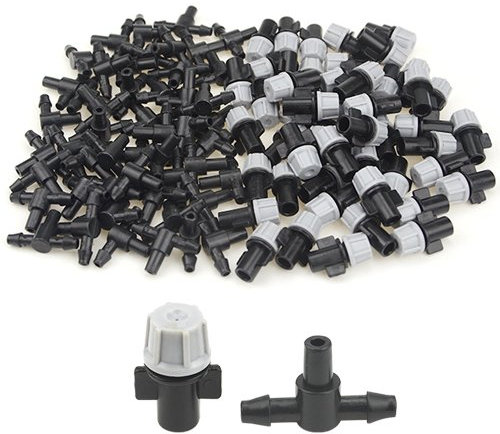 BGTXINGI Kit d'irrigation de jardin 100 pièces (50 paires) - Goutteurs de brumisation réglables - Connexion avec connecteur en T - Système d'irrigation goutte à goutte pour pot de fleurs, légumes