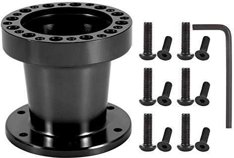 Qiilu Lenkradnabe Nabenadapter 3zoll Racing Lenkradnaben-Adapter Kit für 6-Loch-Mustern mit 70 mm und 74 mm (schwarz)