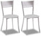 2 Sillas metálicas con respaldo de escalera y asiento tapizado - Estructura color aluminio - Asiento en Polipiel gris