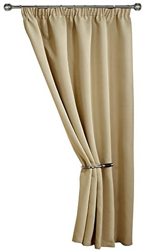 Emma Barclay – Blackout Door Curtain for Bedroom Thermal Insulated Woven Pencil Pleat Blackout Single Curtain Cali Collection (46” x 84” Inch)(Beige)