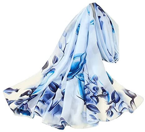 Silk Scarf Women's Shawl Blue Neckerchief Head Wraps tête longue enveloppement fin écharpe plage vintage mariage châle cravate foulard