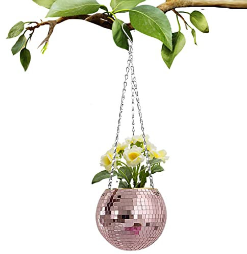 SYNYEY Discokugel-Pflanzgefäß, Disco-Blumentopf, Spiegel-Pflanzgefäß, hängende Pflanzgefäße, Blumen-Pflanzgefäß, Pflanzgefäß für Zimmerpflanzen, 15,2 cm