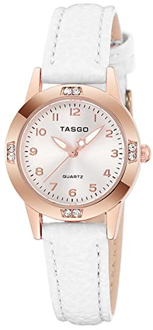 TASGO Women's Leather Quartz Watch Easy Read Watch with Diamond Luminous Waterproof Fashion Wristwatch for Women Ladies Girls
