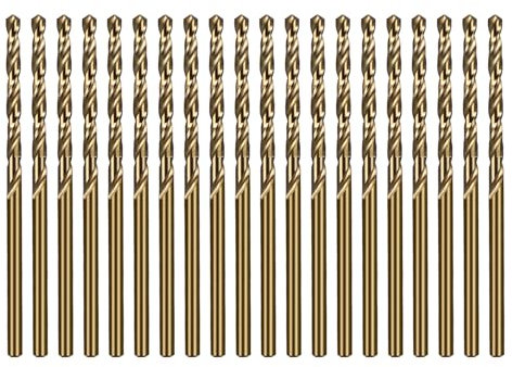SALI Cobalt Drill Bit Set 20Pcs 2.5mm M35 High Speed Steel Jobber Drill Bit Kit (HSS) Twist Drill Bits for Hardened Metal, Stainless Steel, Cast Iron, Wood and Plastic, with Index Storage Case