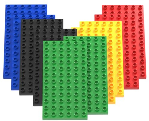 Guihumz 10 Stück Bauplatte Groß Platten 19cm x 9.5 cm Große Grundplatte Kompatibel mit großen Bausteinen Aller führenden Marken (10pcs(2*Rot+2* Grün+2*Blau+ 2*Gelb+ 2*Schwarz))