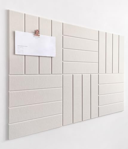 DECORETTA Cork Board Alternative - 6 Pack Felt Wall Tiles with Safe Removable Adhesive Tabs, Cork Boards for Walls Notice Board for Home Office and School Pin Board Tack Board - Beige