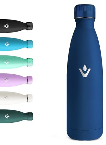 Motswedi Borraccia Termica 500 ml, Senza BPA, Borraccia con Cannuccia, 18/8 Acciaio Inox, Bottiglia Termica, Doppia Parete, Borracce Termiche, per Palestra, Scuola, Sport, Ufficio, Yoga, Blu Scuro